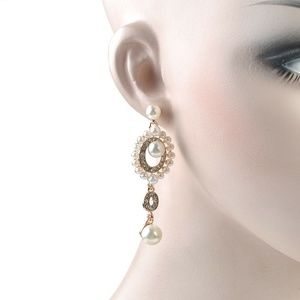 Rhinestone And Pearl Drop Earrings